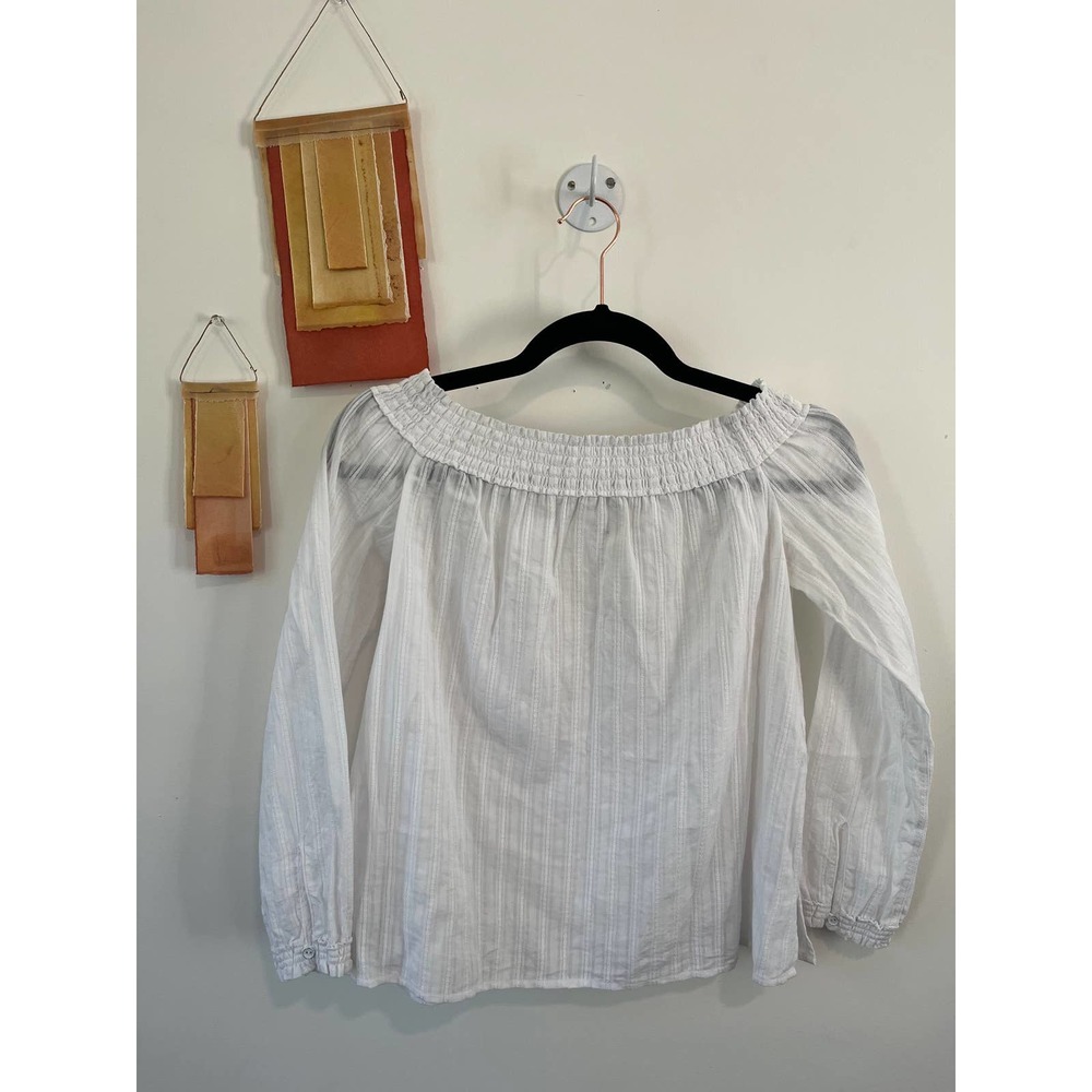 RAG & BONE Off-The-Shoulder Three-Quarter Sleeve Blouse Cotton Size Small